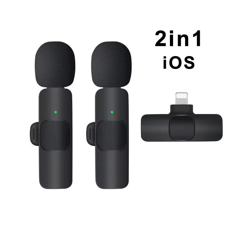 Wireless Lavalier Microphone Mini Portable Audio Video Recording Mic for Iphone Android Live Broadcast Gaming