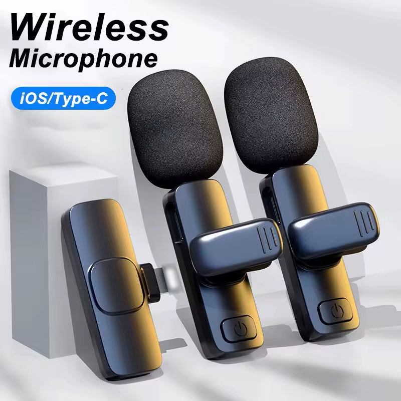 Wireless Lavalier Microphone Mini Portable Audio Video Recording Mic for Iphone Android Live Broadcast Gaming