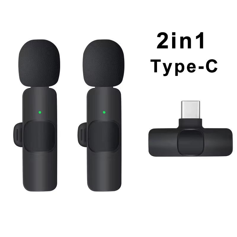 Wireless Lavalier Microphone Mini Portable Audio Video Recording Mic for Iphone Android Live Broadcast Gaming