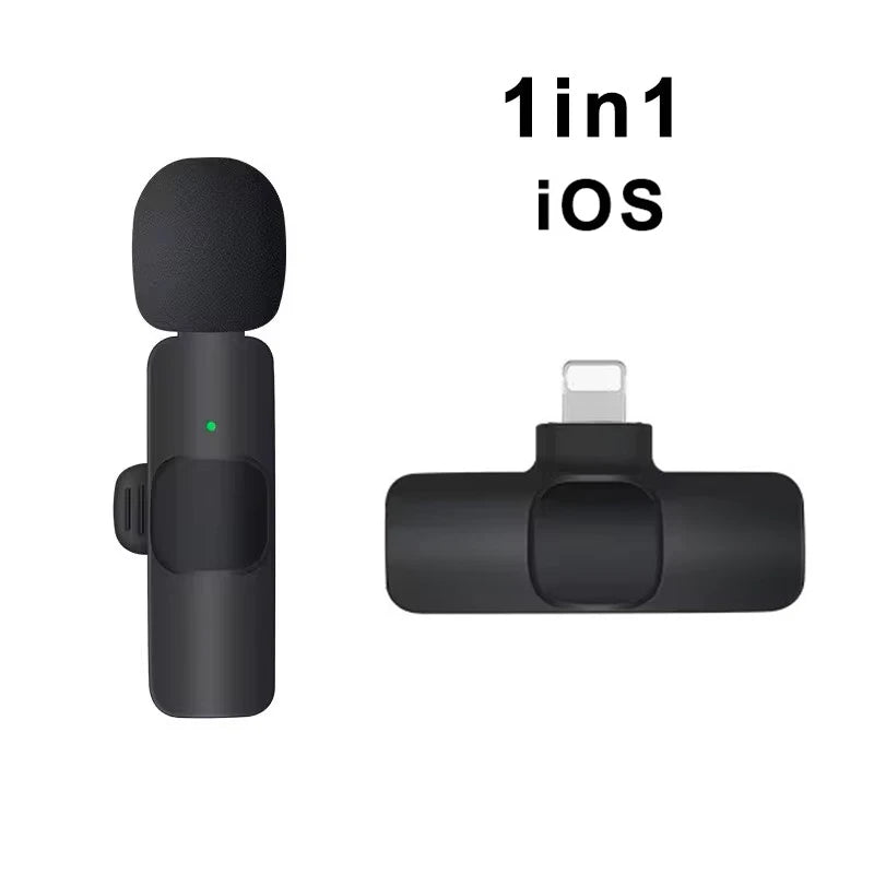 Wireless Lavalier Microphone Mini Portable Audio Video Recording Mic for Iphone Android Live Broadcast Gaming